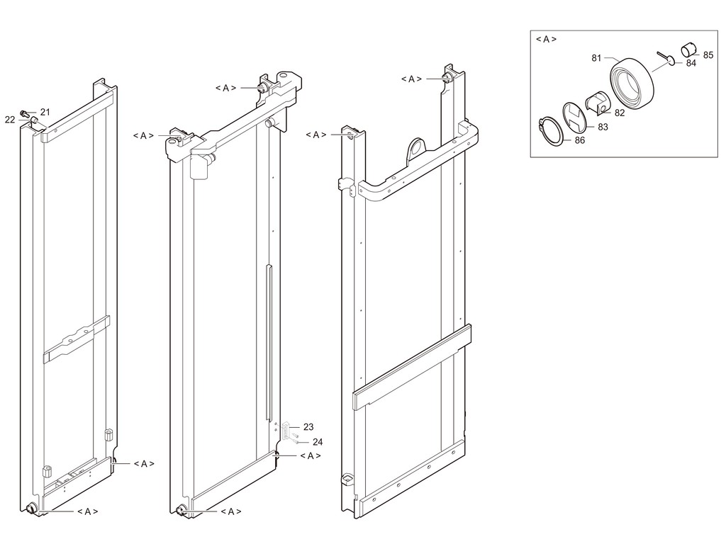 BYD Lift Trucks : MAST & MAST ROLLER (3-STAGE FREE LIFT MA